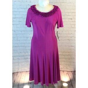 NWT True Envy Pink Dress Floral Scoop Neck Short Sleeve Fit & Flare Size 8